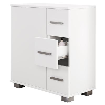 Midischrank VCM "Holz Badmöbel Midischrank Bad Schublade Zalo", weiß, B:60cm T:30cm, Obermaterial: 100% Holz Wood., Schränke, Midischrank