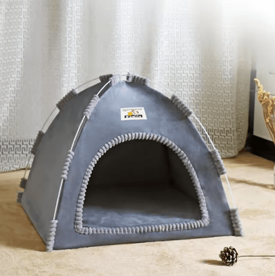 Inspire Curations Foldable Breathable Cat Tent House With Cooling Mat warm Grey m 42x42x36cm