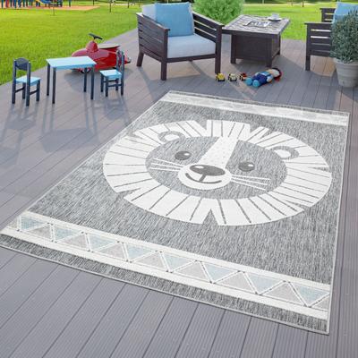 Paco Home Kids Rug Happy Lion Motif Play-Mat with Contour Cut