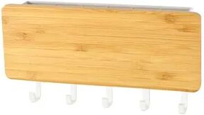 Multisell Products Hub Bamboo Wall Hanging Key Rack Hooks For Coats, Keys & Home Organization bamboo Board White