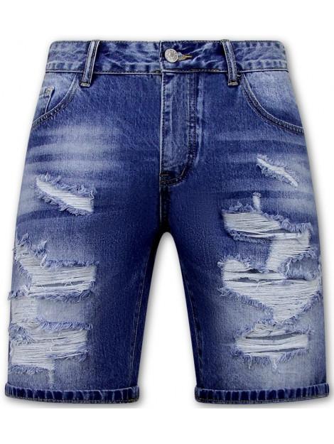Enos Korte spijkerbroek met gaten denim short