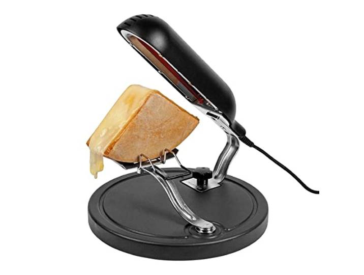 Boska Raclette Quattro Schwarz/Raclette Grill/Extra lange Schnur/Geschmolzener Raclette Käse/Schweizer Tradition/Original Snack oder Mahlzeit