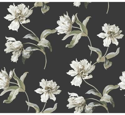 York Wallcoverings Black Large Parrot Tulip Peel and Stick Wallpaper