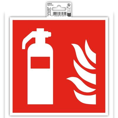 Exacompta 67031E Hinweisschild, Feuerlöscher, PVC, selbstklebend und rutschfest, 20x20 cm - Rot