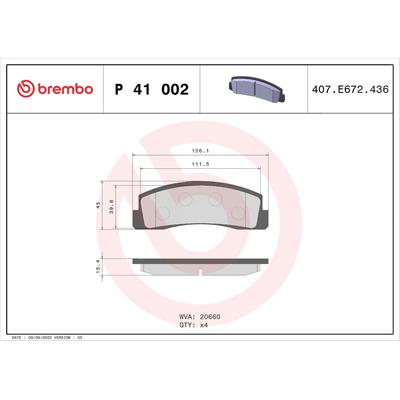 Brembo Bremsbelagsatz, Scheibenbremse [Hersteller-Nr. P41002] für Lada