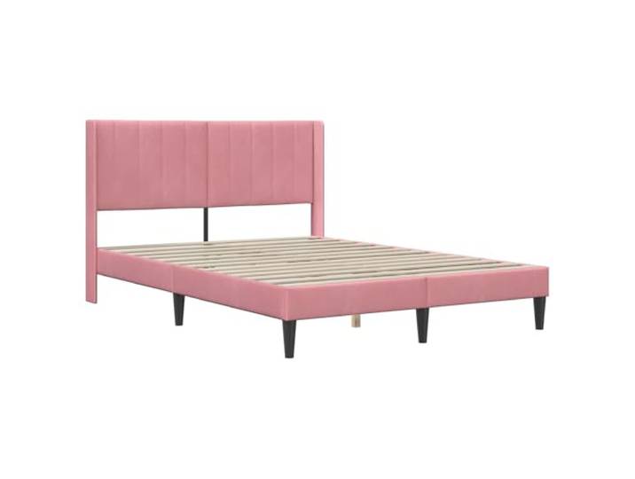 KTHLBRH Bettgestell Samt Rosa 140 x 200 cm Langlebiges Sperrholz, feste Latten, gedrehte Beine, einfache Reinigung, modernes Zimmer