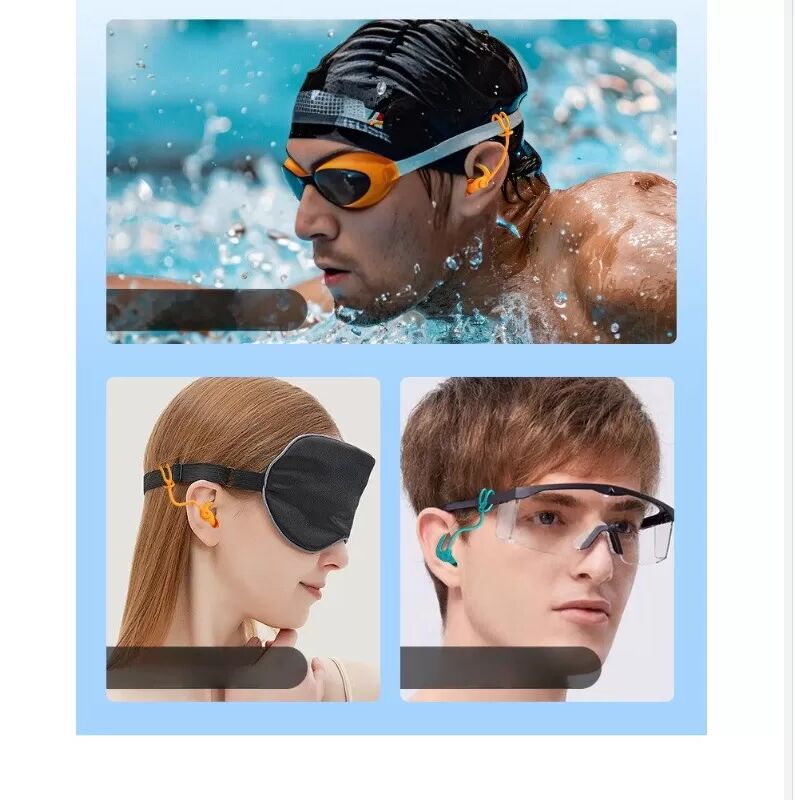 INF Wasserdichte Schwimm-Ohrstöpsel mit Kordel – Anti-Verlust-Design Schwarz