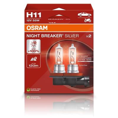 Osram H11 NIGHT BREAKER SILVER Glühlampe - Faltschachtel [Hersteller-Nr. 64211NBS-2HB] für Fiat, Toyota, Ford, Land Rover, Vauxhall, Uaz, Abarth, Cadi