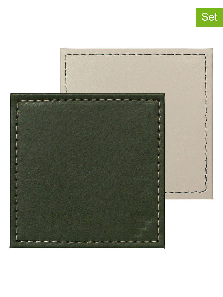 FREEFORM 4er-Set: Untersetzer in Oliv/ Beige - (L)10 x (B)10 cm - onesize