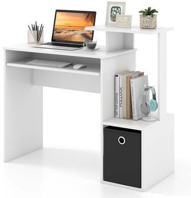 Compact Home Office Workstation Computer Desk w/Keyboard Tray
