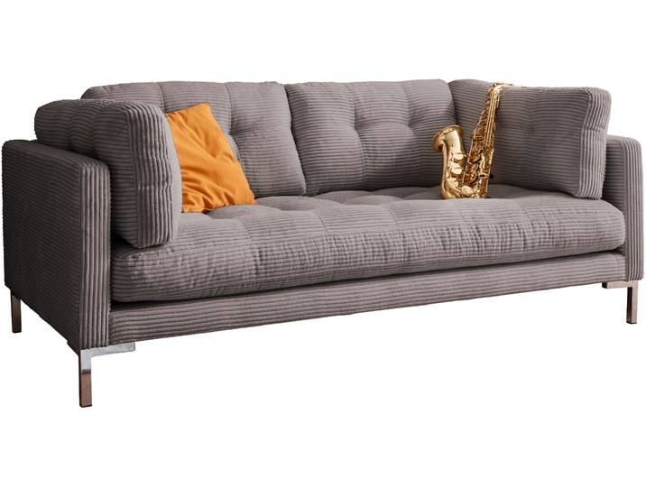 2-Sitzer GOODPRODUCT Landau , grau, B:183cm H:75cm T:92cm, Sofas, 2-Sitzer, in Cord-Stoff mit Metallfuss