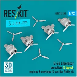 ResKit B-24 Liberator propellers (2 types), engines & cowlings (4 pcs) (3D Printed) for Airfix