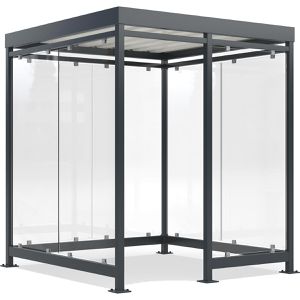 WSM Personenunterstand Köln K2 b/c, anthrazit, aus Metall, 3 Wände + Windfang aus Glas, 217 x 217cm (B/T), für 4 Personen