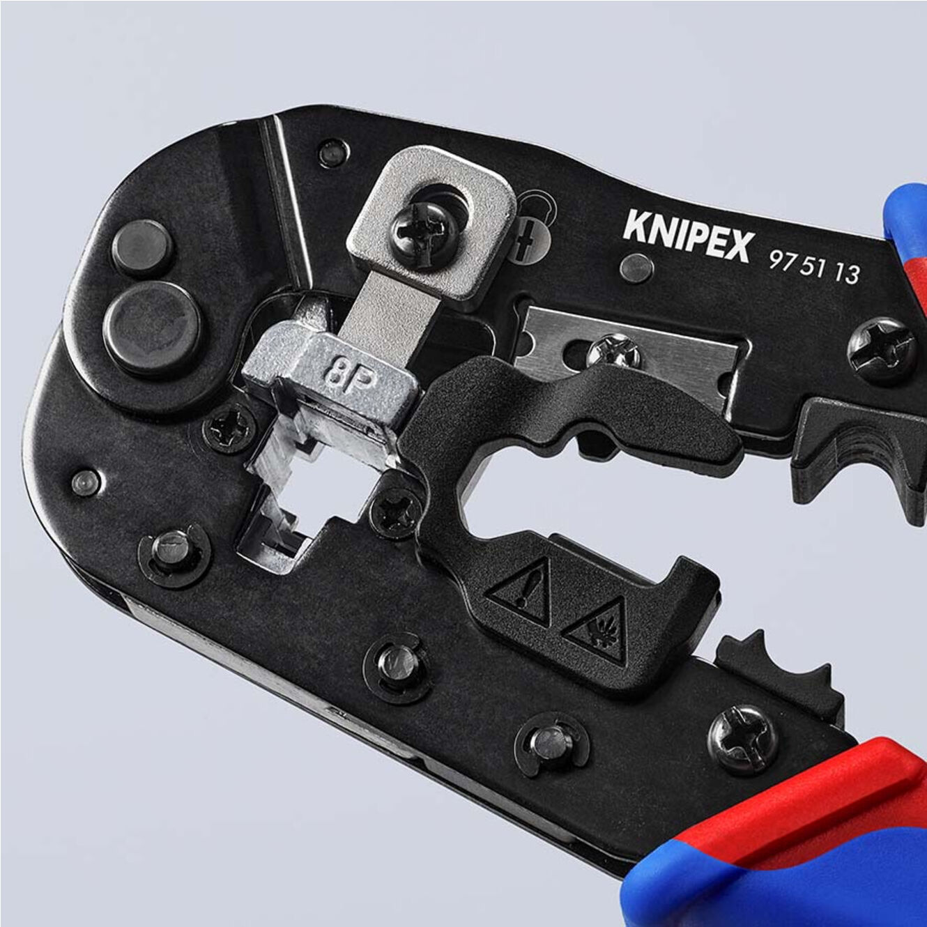 KNIPEX 97 51 13 SB Crimpzange für RJ45-Westernstecker mit Mehrkomponenten-Hüllen brüniert 190 mm)
