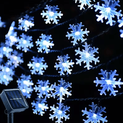 Uplift Curations Outdoor Snowflake Solar Light String 5M 7M 12M Garland Lights For Garden Christmas Wedding Party Decoration white 12m 100led