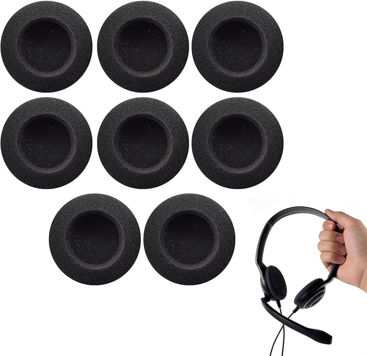 Zwarte schuimrubberen earpads van 60mm – Vervangende foam oorkussens voor on-ear hoofdtelefoons