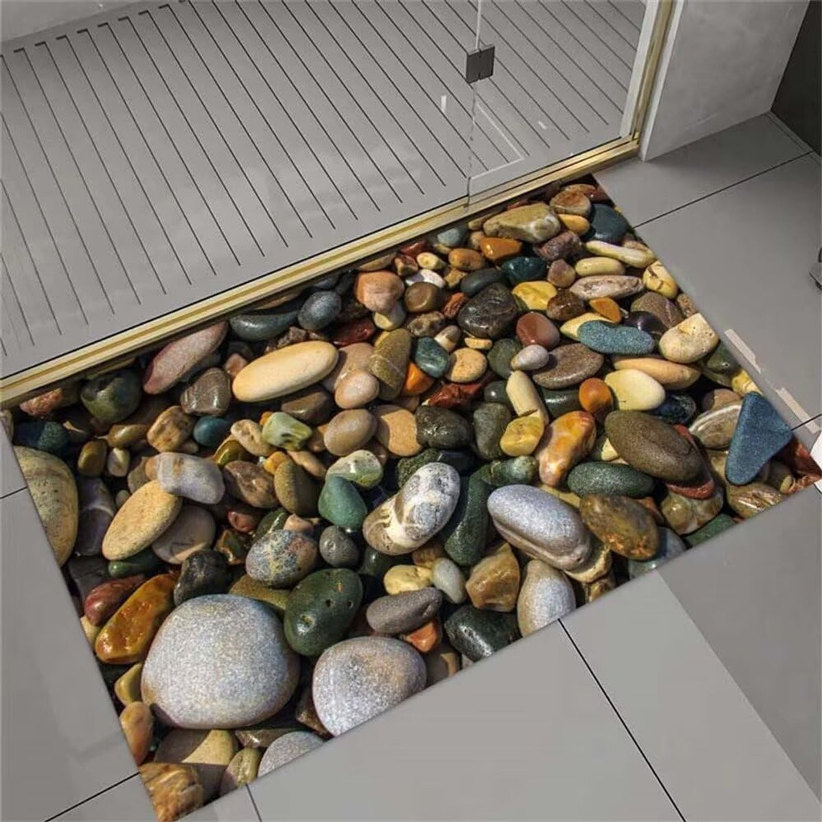 Antislip badmat in kleur kiezelsteen, sterk absorberend, 160 x 230 cm