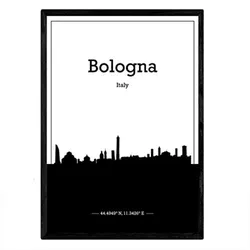 POSTER Italien Skyline Bologna A3 Schwarzer Rahmen