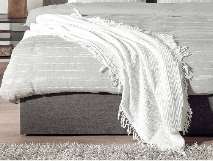 Couverture de lit Timéo 140 x 1 x 200cm Blanc Coton