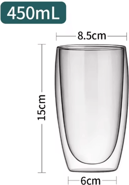 Inspire Picks ThermoClear Double Wall Glass Coffee Cup Heat Resistant Drinkware Set 450ml 4pcs