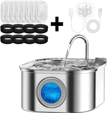 Inspire Curations ClearFlow Smart Stainless Steel Cat Water Fountain combination C