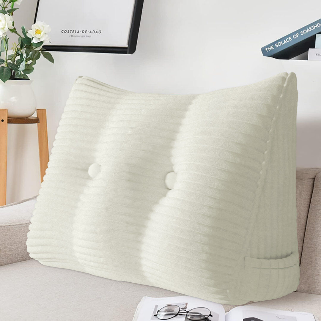WOWMAX Corduroy Backrest Pillow White 50cm H x 80cm W