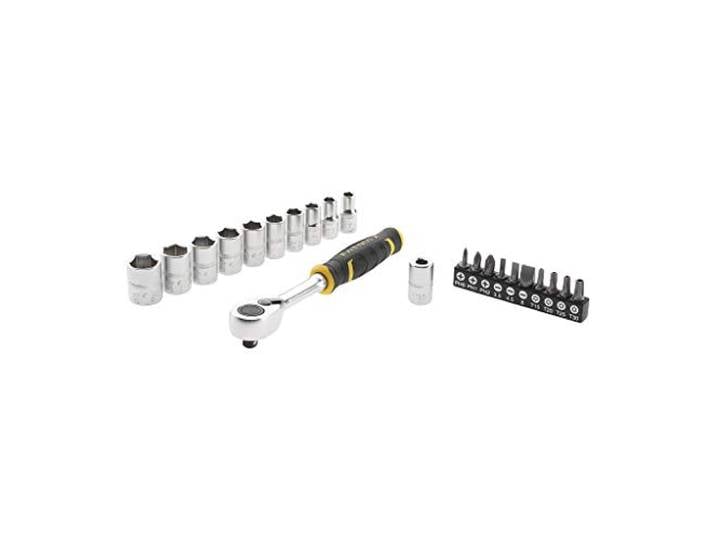 Stanley Fatmax FMMT82679-0 Cliquet 120 dents ¼’’ Fatmax + 10 Douilles + 10 embouts + Porte-Embout – 22 Pièces
