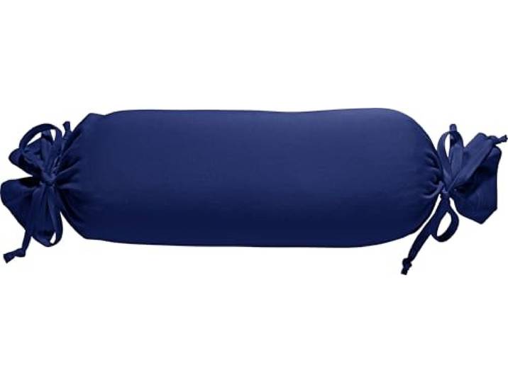 Erwin Müller Nackenrollenbezug Memmingen Interlock-Jersey dunkelblau Größe 40x15 cm Ø - formstabil, faltenfrei, anschmiegsam, mit Bindeband