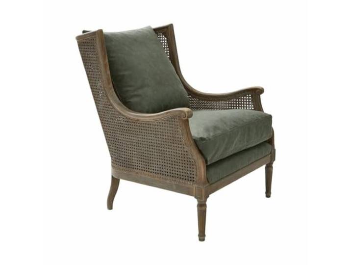 Loberon Sessel Greenbrier, antikbraun/grün Gestell aus edlem Eschenholz, Komfortable Polster, Authentisches Antik-Finish
