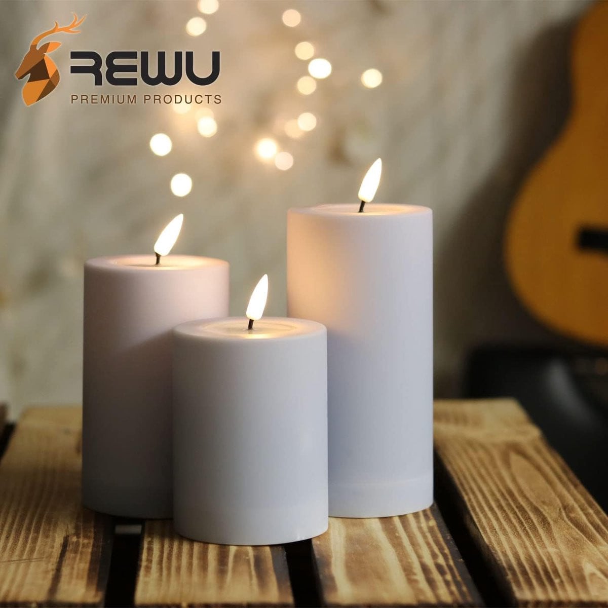 LED Kaars Outdoor Stofblauw - Kunststof Decoratieve Kaars met Realistische Vlam - Hoogte: 10 cm