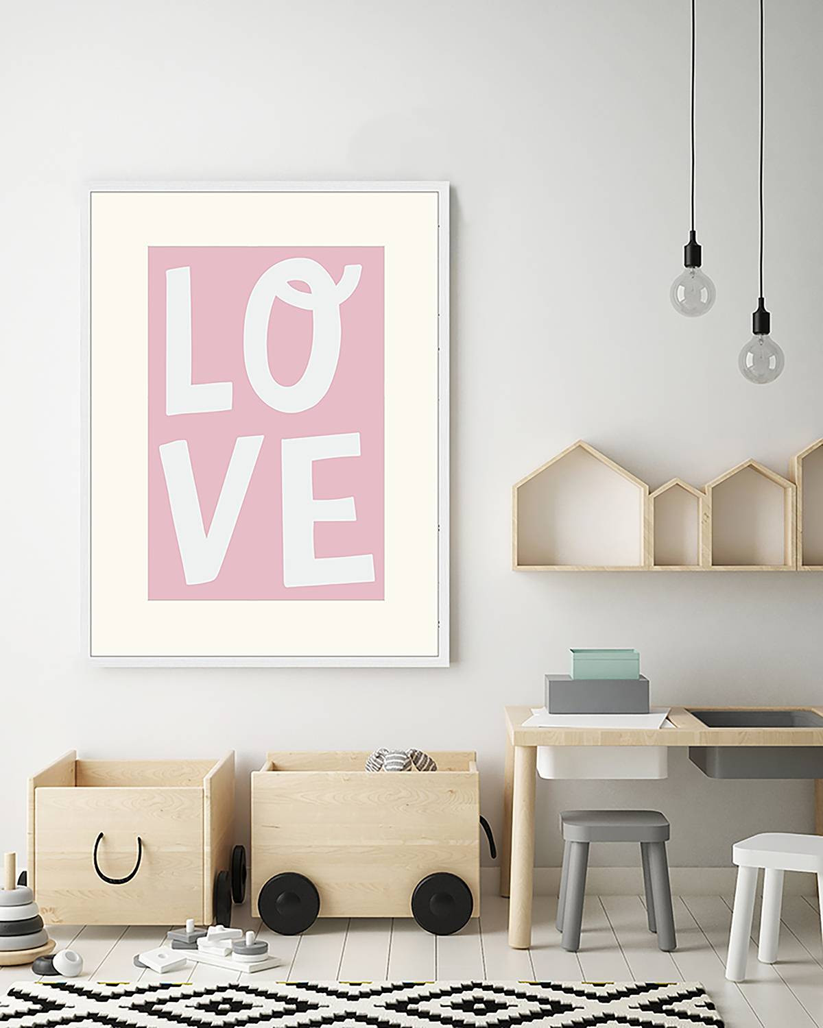 home24 Afbeelding Love wanddecoratie multicolor 63 x 83 cm