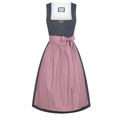 Dirndl NÜBLER "Midi Dirndl Emily", Damen, Gr. 42, EURO, grau, Obermaterial: 100% Polyester PES., Kleider