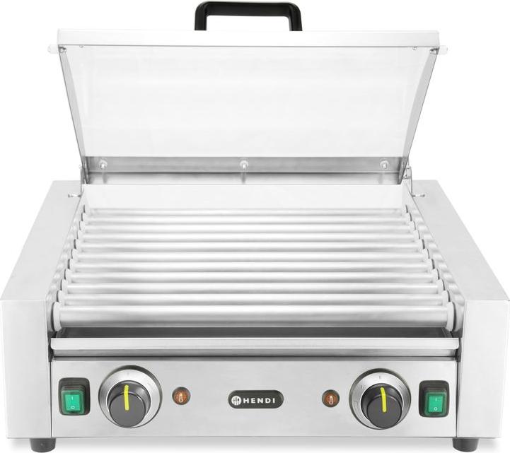 Rollengrill - 2 Zonen mit Energiesparabdeckung, HENDI, 11 Rollen, 220-240V/980W, 566x527x(H)259mm