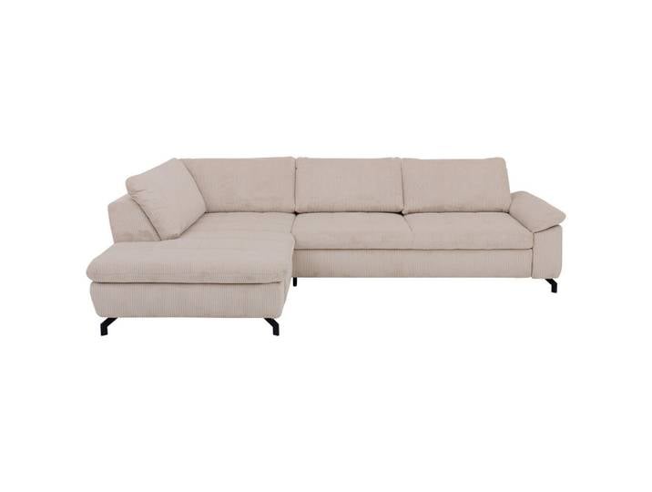 Beldomo Style Ecksofa Sense, Ecru, Metall, 3-Sitzer, Ottomane links, L-Form, 291x197 cm, Goldenes M, Typenauswahl, Fußauswahl, Stoffauswahl, seitenverkehrt erhältlich, individuell planbar, Wohnzimmer, Sofas & Couches, Wohnlandschaften, Ecksofas