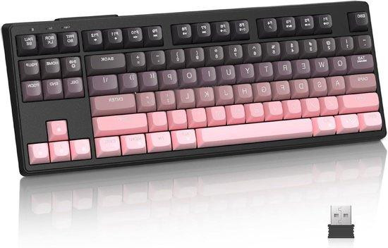 MAMBASNAKE Draadloos Mechanisch Gaming Toetsenbord - 87 Toetsen - Roze