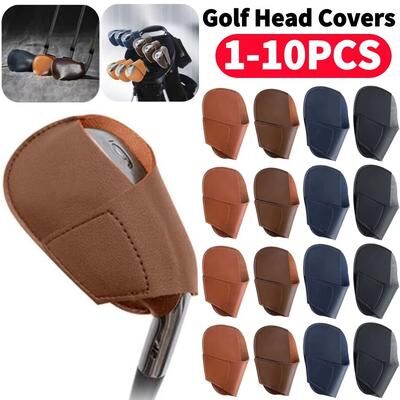 Inspired Finds Universal PU Golf Club Head Covers Iron, Wedge & Putter Protectors (110pcs) brown 3pcs
