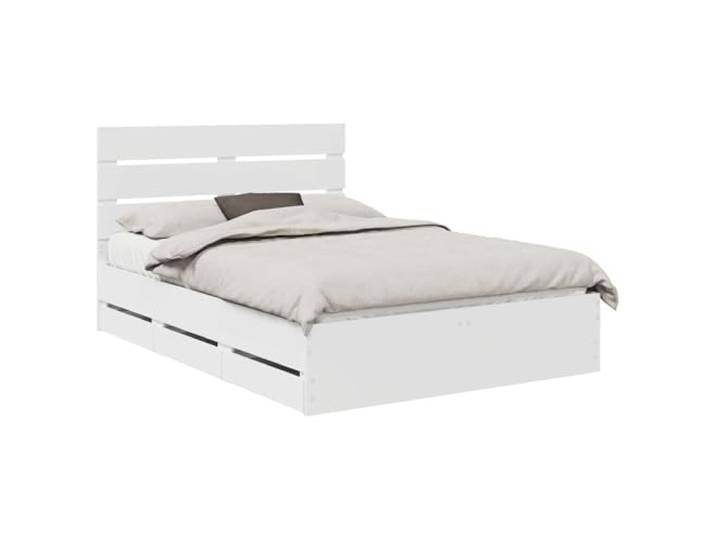 PUGYNBK Bettgestell mit Schublade, 140 x 190 cm, Holz Basis mit Aufbewahrung, feste Lamellen, modernes Design, einfache Reinigung
