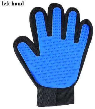 Inspire Select Pet Grooming Gloves Hair Removal & Bathing Massage Gloves For Dogs And Cats left blue