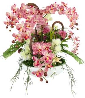 Creative Labs Tropical Centerpiece with Orchids, Dahlias, and Cactus