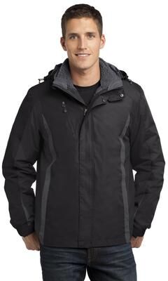 Port Authority J321 Colorblock 3-in-1 Jacket in Black/Black/Magnet size Small   Fleece