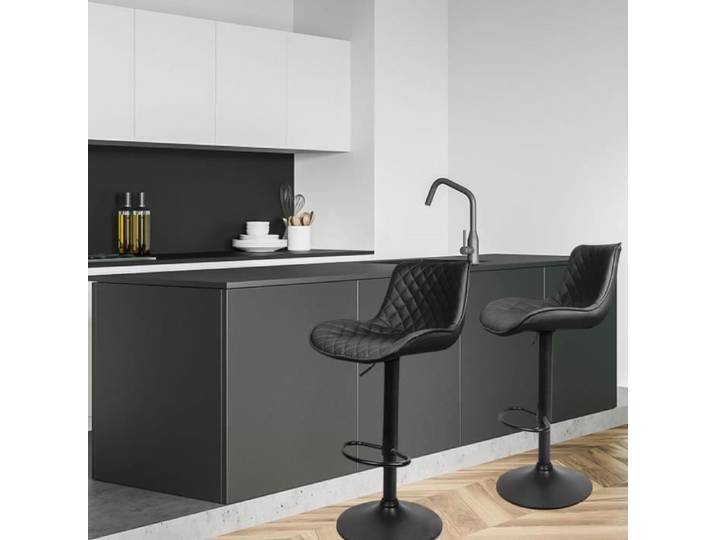 Tabourets de bar en cuir PU noir - Shenglimeii - Lot de 2 - Contemporain - Design