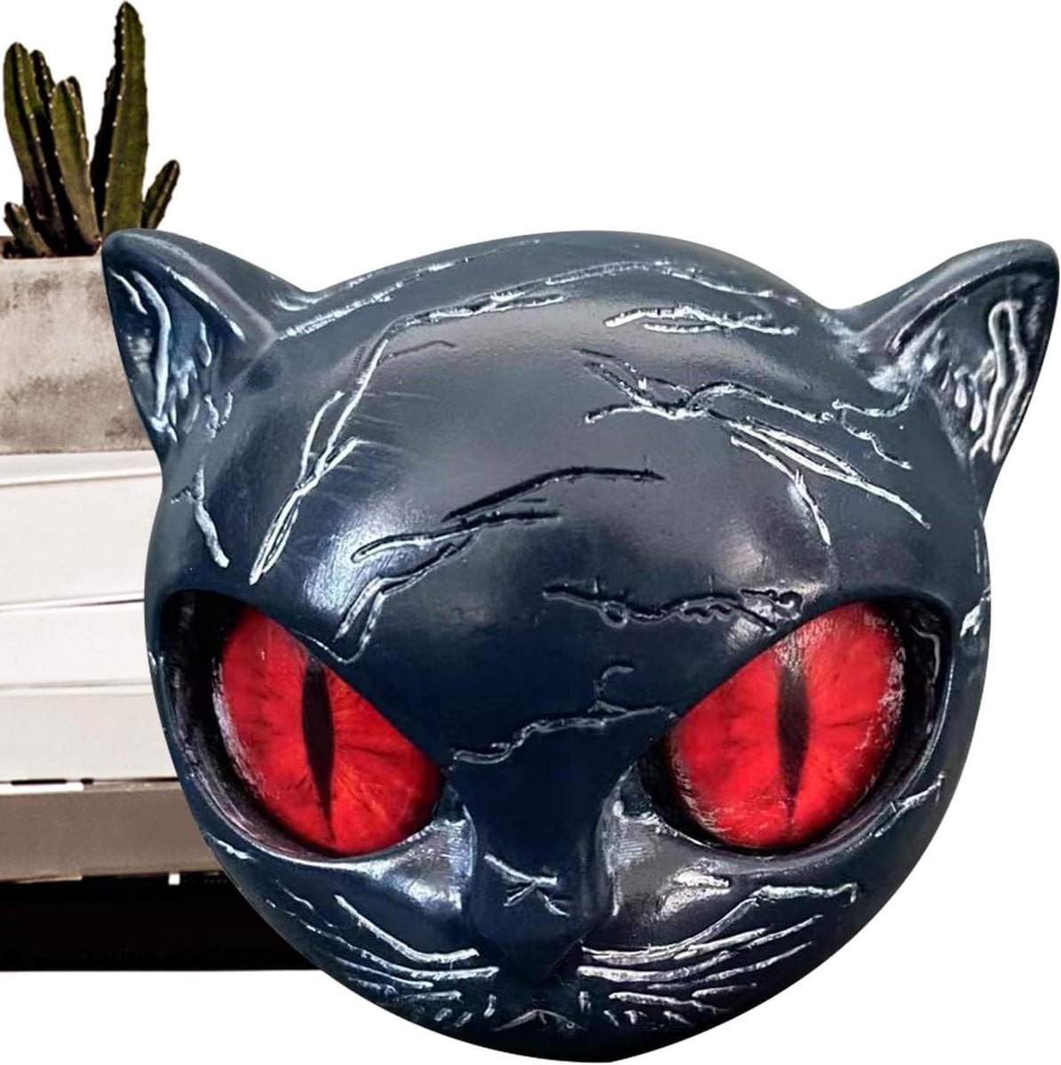 Zwart Katten Beeldje - Handgemaakt Decoratief Figuur - Hoogte: 8.4 cm