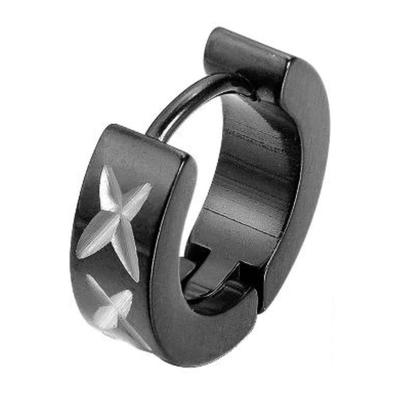 Single-Creole FIRETTI "Schmuck Geschenk Ohrschmuck einzeln BlackLine", schwarz (edelstahlfarben, schwarz), Ohrringe, Herren, 13,6mm, Edelstahl