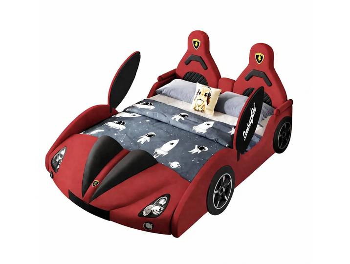 JVmoebel Autobett Rotes Kinderbett Auto LED Bluetooth Kinderbetten Bett für Jungen, Made in Europa