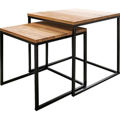 Beistelltisch PAROLI, braun (eiche, schwarz, eiche), B:45cm H:47cm T:45cm, Tische, Beistelltisch