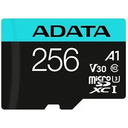 Adata Premier Pro Inkl. Adapter (256 GB, microSDHC, U3, UHS-I), Speicherkarte, Blau