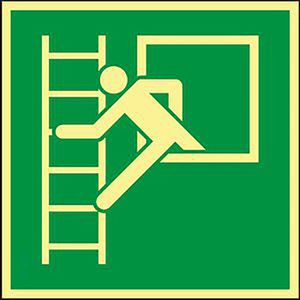 Abtec Hinweisschild ISO 7010 E016 Kunststoff, 15 x 15 cm, langnachleuchtend, Notfenster