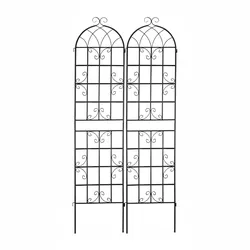 Relaxdays Rankgitter Metall, 2er Set, zum Stecken, Rankhilfe für Kletterpflanzen, 220 x 50 cm, Spalier Garten, schwarz