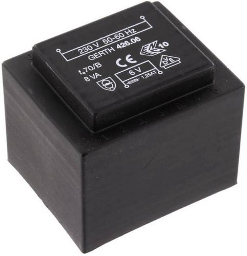 Gerth PTF422402 Printtransformator 1 x 230V 2 x 12 V/AC 8 VA 333mA