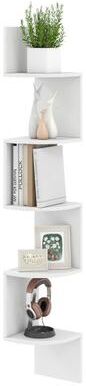 Costway 5-Tier Corner Shelf Floating Bookshelf Wall Mounted Storage Organizer-White